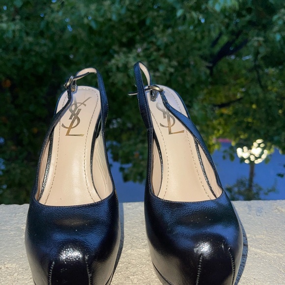 Yves Saint Laurent Black Leather Slingback Heels - Picture 11 of 17